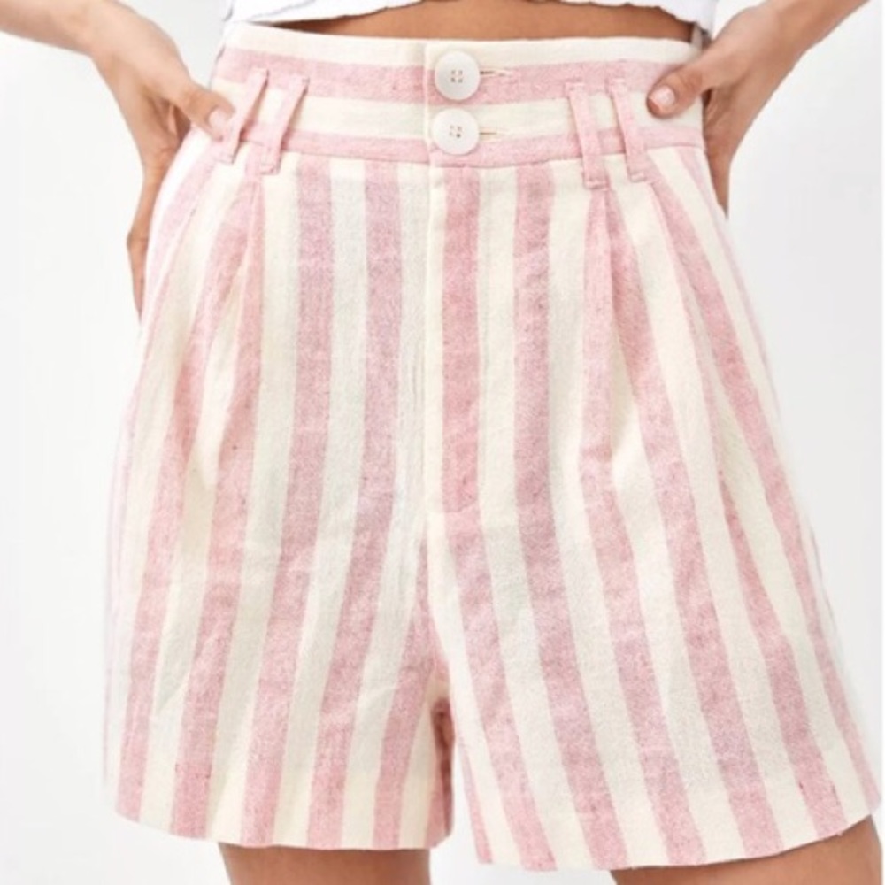 NWOT Linen Striped Shorts XS